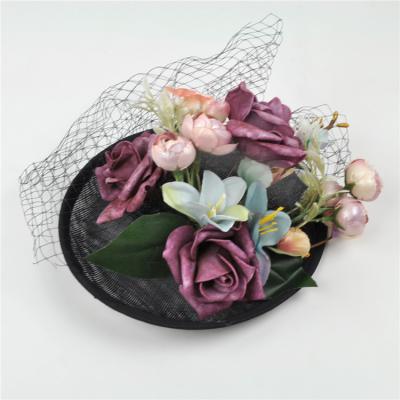 China Fashion UPLIFT BOOOGE Lace Flower Decorative Rose Headdress Bridal Wedding Top Black Hat for sale