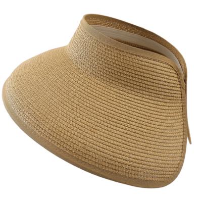 China Natural Beach Straw Visor Hat Outdoor Sun Summer Grass Natural Beach for sale