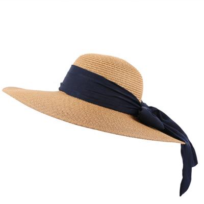 China Beach Summer Roll Up Floppy Hats Sun Straw Beach Hat For Women With Wide Brim for sale