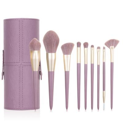 China 2021 Hot Sale 9pcs Face Makeup Brushes Brush Kit Wood Handle Brush Set Private Label Makeup for sale