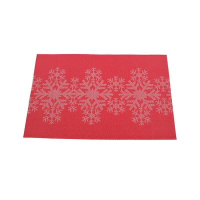 China Viable Red Snowflake Printed Christmas Decorations Place Mat Cute Kitchen Dining Table Place Mat For Kid for sale