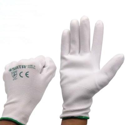 China White nylon knitted liner brings good comfort and widely used personal dexterity protective equipment PU coated hand safety gloves nylon safety gloves work for sale