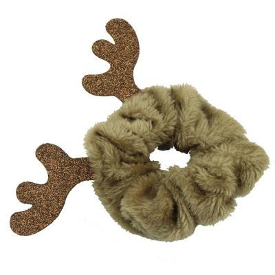 China Adult Women Halloween Elastic Headwear 5490 Hair Tie Hairband Elastic Band Scrunchies Faux Fur Hair Scrunchies Fluffy Artificial Animals Deer Antlers for sale