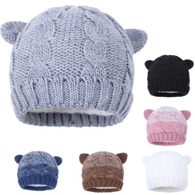 China New Style Winter Kids Hats JOINT Cute Cat Kids Ear Wool-acrylic Knitted Beanies for sale