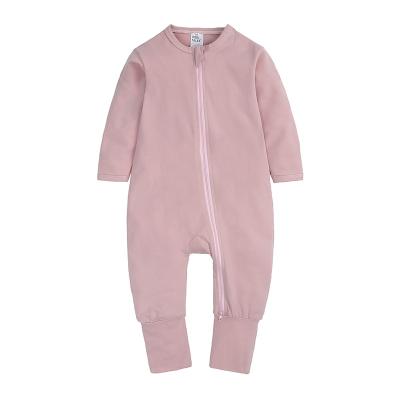 China Baby Cotton One Piece Jumpsuit Bamboo Spring Stretch Sleep Suit Zippered Pajamas for sale