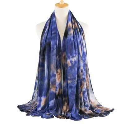 China Light And Comfortable Tie Die Soft Breathable Fashion Style Cotton Shawl Scarf Women Big Size Head Scarf for sale