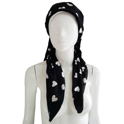 China Lady Girls' Light and Comfortable Viscose Scarves Cute Ribbon Heart Print Hijab Spring Summer Shawl Collar Scarf for sale