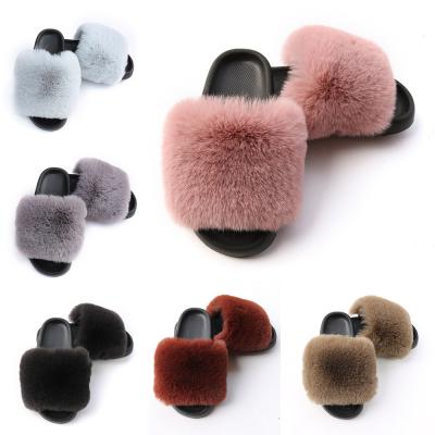 China Women Fashion Faux Fur Slides Faux Fur Slippers Lightweight High Quality Sandals For Spring for sale