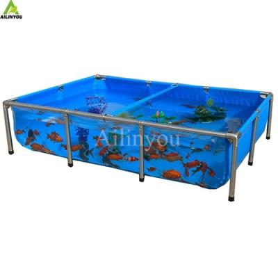 China Customized canvas tarpaulin coated pvc light weight  koi pond collapsible water tank en venta