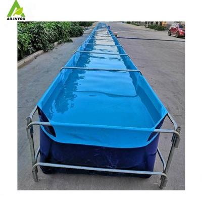 China 1000l~50000l Durable Foldable Portable Pvc Tarpaulin Canvas Water Fish Farming Aquaculture Rectangular Tank Pond Pool for sale