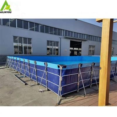 China Manufacturer Of Large Collapsible Steel Frame Indoor,Outdoor Fish Growing Ponds Environmental Easy Assembled Pvc Fish Ta for sale