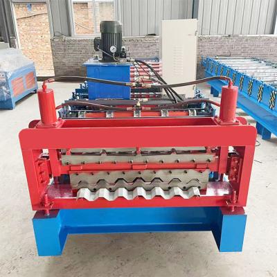 China Full Automatic Hotels Double Layer Floor Glazed Corrugated Tile Roll Forming Machine Hot Sale for sale