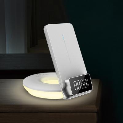 China Multifunctional Factory Direct Bedroom Table Desk Led Lamp Night Light Digital Alarm Clock Wireless Charger for sale