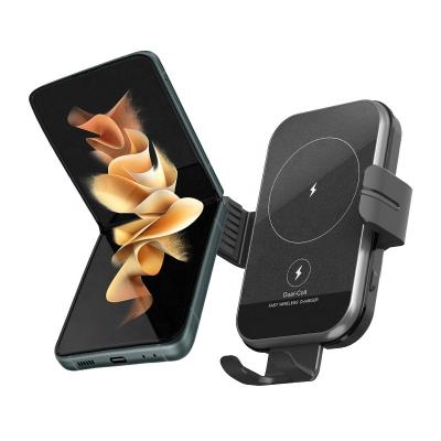 China 2022 New Arrivals Mobile Phone Folding Phone Holder Coil Induction 15W Car Fast Charging Dual Wireless Charger For Samsung Galaxy Z Flip 3 5G for sale