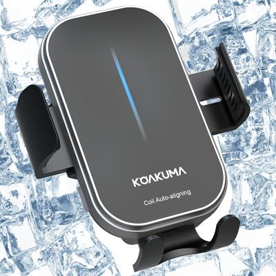 China Custom Auto Fast Charging Auto Alignment 10W Qi Phone Holder Car Wireless Charger for sale