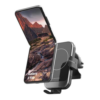 China Cell Phones Factory Supply 15W Dual Coil Radio Car Charging Stand For Folding Screen Phone for sale