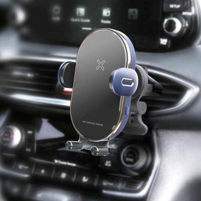 China Hot Sale Adjustable Hot Sale kc Qi FOD Smart Sensor Fast Radio Car Phone Auto Fix Charging Holder for sale