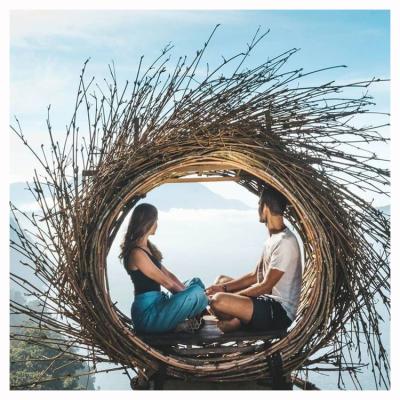 China Contemporary Luxury Outdoor Rattan Bird's Nest Bali Swing Chair Daybed Park Decoration Hanging Outdoor Chair for sale