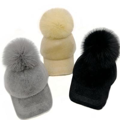 China Plush Fur Hats Baseball Hat Supplier Custom Embroider Waterproof Baseball Hat Mink for sale