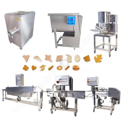 China Hotels Best Price Heart Shape Shrimp Potato Beef Burger Patty Press Fish Meat Pie Forming Production Line for sale