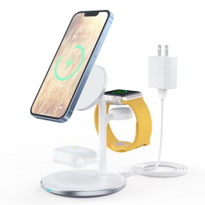 China Wireless Mobile Phone Desktop Table Phone Charger Stand 3 in 1Wireless Charger for iPhone 15W Phone Fast Magnetic Charging Charger for sale