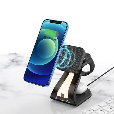 China Smart Watch New Product CE FCC ROSH Wireless Charger 3 in 1 Night Magnetic Lamp Wireless Charger Stand for iPhone 13 12 Wireless Charging for sale