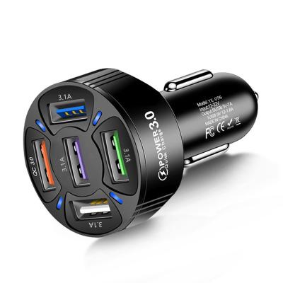 China Amazon Best-selling 35W Car USB Charger 5USB QC 3.0 Mobile Car Mobile Phone USB Fast Charging Mobile Phone Charger for sale