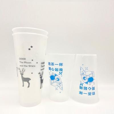 China LOGO Packaging Milk Tea Smoothie pp Recyclable Custom Takeaway Cups Plastic Injection Molding Disposable Cup for sale