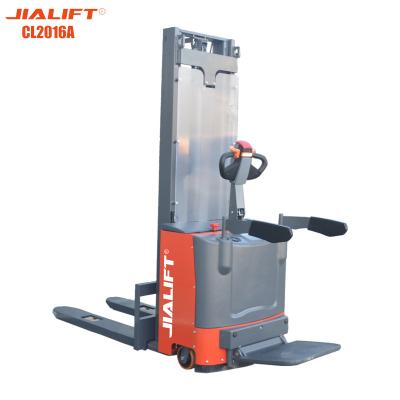 China Standing On Electric Stacker 2000kg Lifting Height 1600mm Battery Powered Stacker for sale