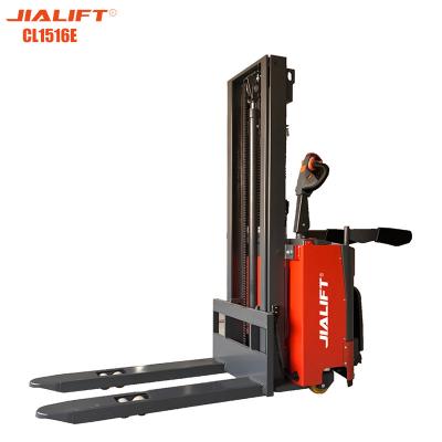 China Electric stacker(Standing on)  CL1516E Rated traction weight 1500kg  Lifting height 1600mm  Electric Reach Stacker for sale