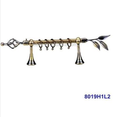 China Classic single/double/extendable rod/iron curtain pole with willow leaves finial (8019H1L2) for sale