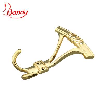 China High quality workable zamak zinc alloy metal decorative coat hook with double hanger for hange clothes for kitchen bedroom living room for sale