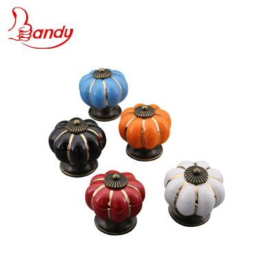 China Traditional Zinc Alloy With Pumpkin Design Ceramic Knob Handle Color Customized Use For Sideboard Cupboard Wardrobe for sale