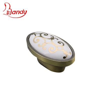 China CC 16mm Zamak Shape Color Traditional Zinc Alloy Oval Ceramic Flower Customized Buffet Cupboard Wardrobe Use Pull Knob For for sale