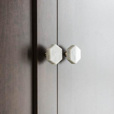 China Hot Sale Europe Style Square Rhombus Modern Round Black White Color Customized Marble With Brass Furniture Cupboard Handle Knob for sale