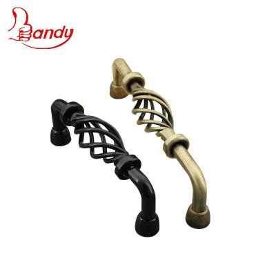 China Modern Classic Iron AB Steel AC Birdcage Antique Black Shape Connecting To Leg Sideboard Cupboard Handles For Wholesale for sale