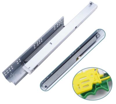 China Traditional Telescopic 18inch/450mm 3 Way Open Hidden Push In Slide Track In Nickel Colors For Cabinet Furniture Drawer Buffer Slide for sale