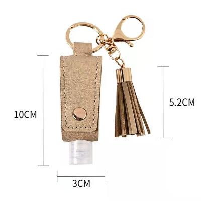 China art & Hot Sale 30ML Color PU Leather Tassel Hand Sanitizer Holder Multi Portable Empty Sanitizer Bottle Hot Selling Manufacturing Line for sale