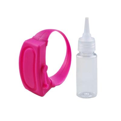 China 2021 China New Arrival Dispenser Disinfectante Wash Hand Silicone Wristband Portable Empty Hand Sanitizer Watch Holder Wristbands for sale