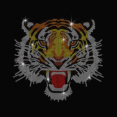 China Flatback Tiger Transfer Stock Design Rhinestone Iron On Transfer for sale