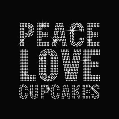 China Flatback Peace Love Cupcakes Iron On Rhinestone Diamonds For Clothes for sale