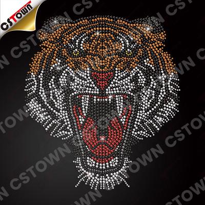 China Hot Custom Hot Flatback Sparkle Tiger Rhinestone Transfer Rhinestone Transfer T-shirt Fix Rhinestone Transfer Pattern For Men's T-shirt for sale