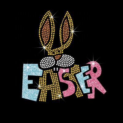 China Flatback Easter Decoration Hotfix Rhinestone Fashion Rhinestone Stock Transfer For Kids Clothes for sale