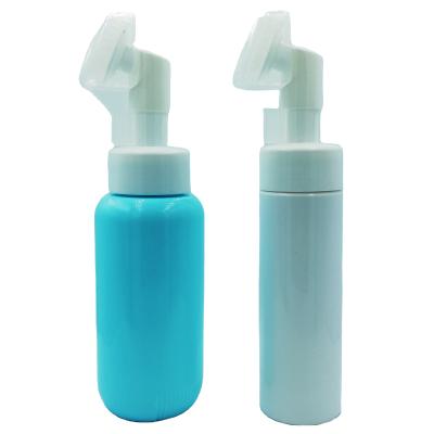 China BEAUTY PACKAGING plastic bottle for cosmetics packaging facial detergent bottle with silicone brush PET bottle for cream packaging for sale