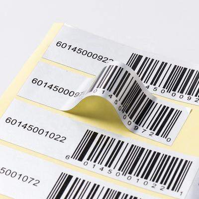 China Custom Matte Barcode Sticker Labels Data Adhesive Label Silver Heat Resistant Variable Heat Resistant Sticker Waterproof for sale