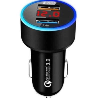 China Free Sample High Quality Cheap 15w Smart Charger Adapter Dual LED Indicator 3.1a Fast Car Usb Left Mini Usb Car Phone Charger With Led Display for sale