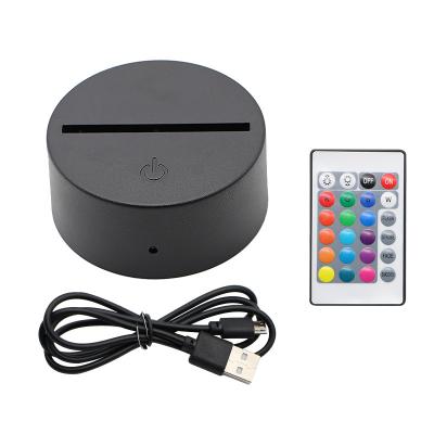 China Modern hot sale rgb led lamp bases for 3d led night light 3d led lamp night light touch base with Usb cable and remote control for sale