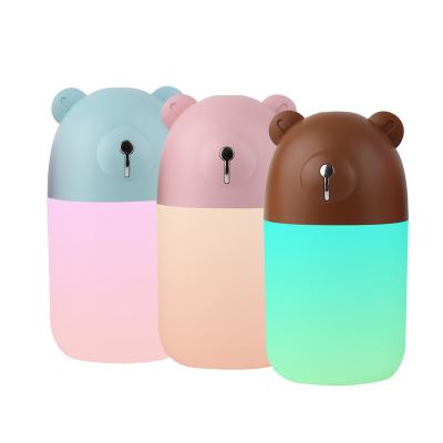 China OEM 280ml Bear Mini Cute Animal Ultrasonic Cute USB Home Cool Mist With Led Night Light Room Air Humidifier Diffuser for sale