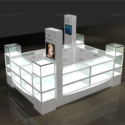 China Luxury Mall Kiosk 10 Feet Customized Jewelry Small Jewelry Kiosk White Mall Kiosk For Sale for sale