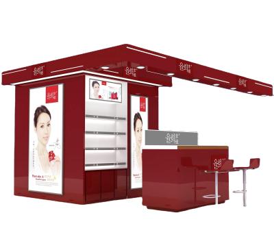 China Modern Red Mall Makeup Kiosk Cosmetic Kiosk Manufacturer Customized Cosmetics Retail Kiosk 2022 for sale